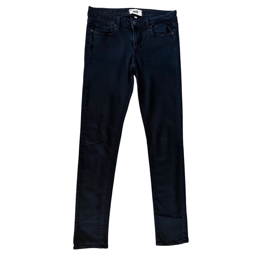 Paige Womens Skinny Jeans Black Mid Rise Stretch‎ Denim Pants Size 27